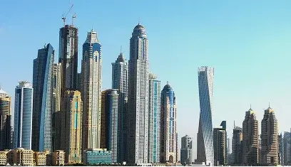 Dubai skyline with modern skyscrapers
